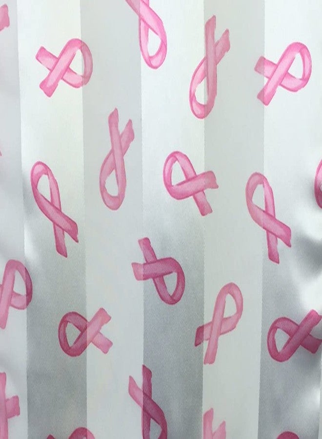 CBC Crown Women's Lightweight Pink Ribbon Silk Feeling Satin Striped 13"x60" Scarf (Pink Ribbon - White) - Image 5